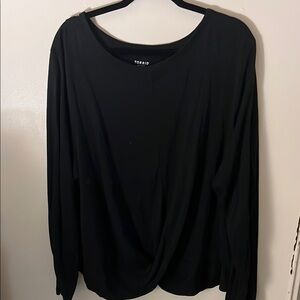 Torrid Black Long Sleeve Relaxed Tie Front Blouse